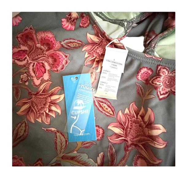 NEW Cupshe SWIMSUIT Womens LG One Piece Tummy Control V Neck Twist Cutout Ruched - Picture 8 of 12